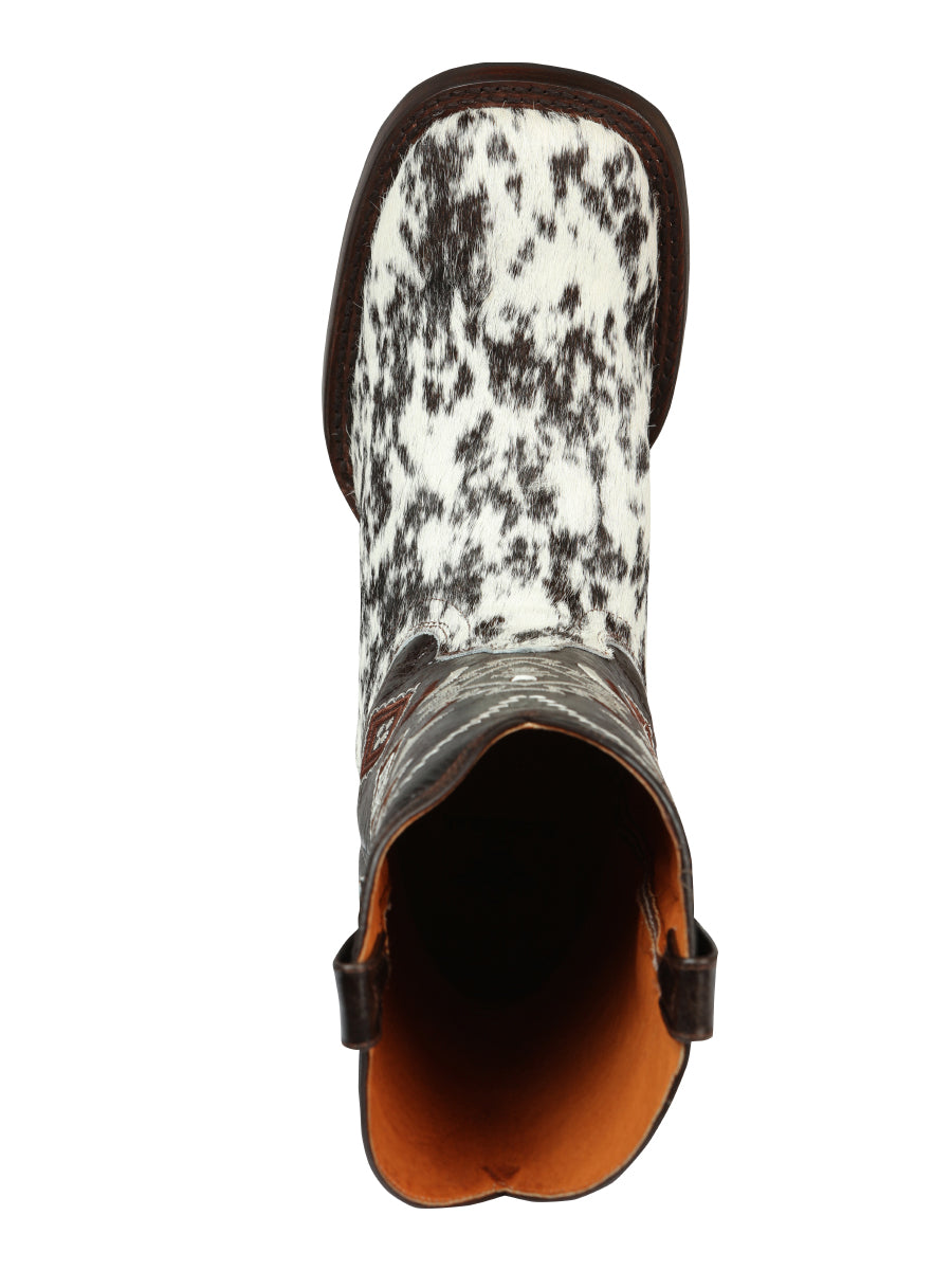 The Cowhide Rodeo Boot — White & Brown (No. 44862)