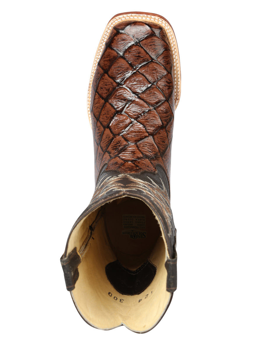 The Bulldog Rodeo Boot — Brown Monster Fish Print (No. 44931)