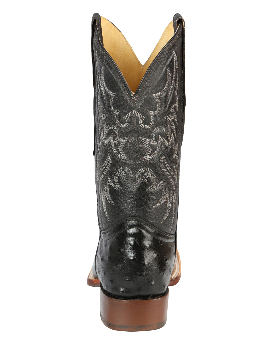 The Rodeo Boot — Black Ostrich Print (No. 44935)