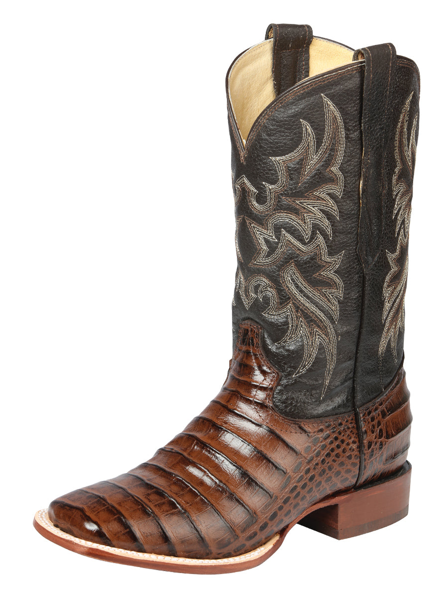 The Bulldog Rodeo Boot — Brown Caiman Print (No. 44937)