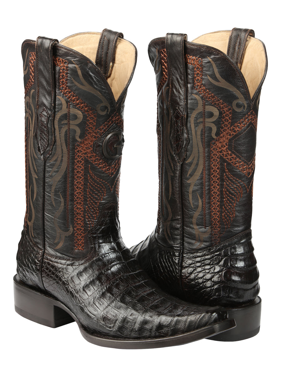 The Exotic Caiman Belly Boot — Brown (No. 45079)