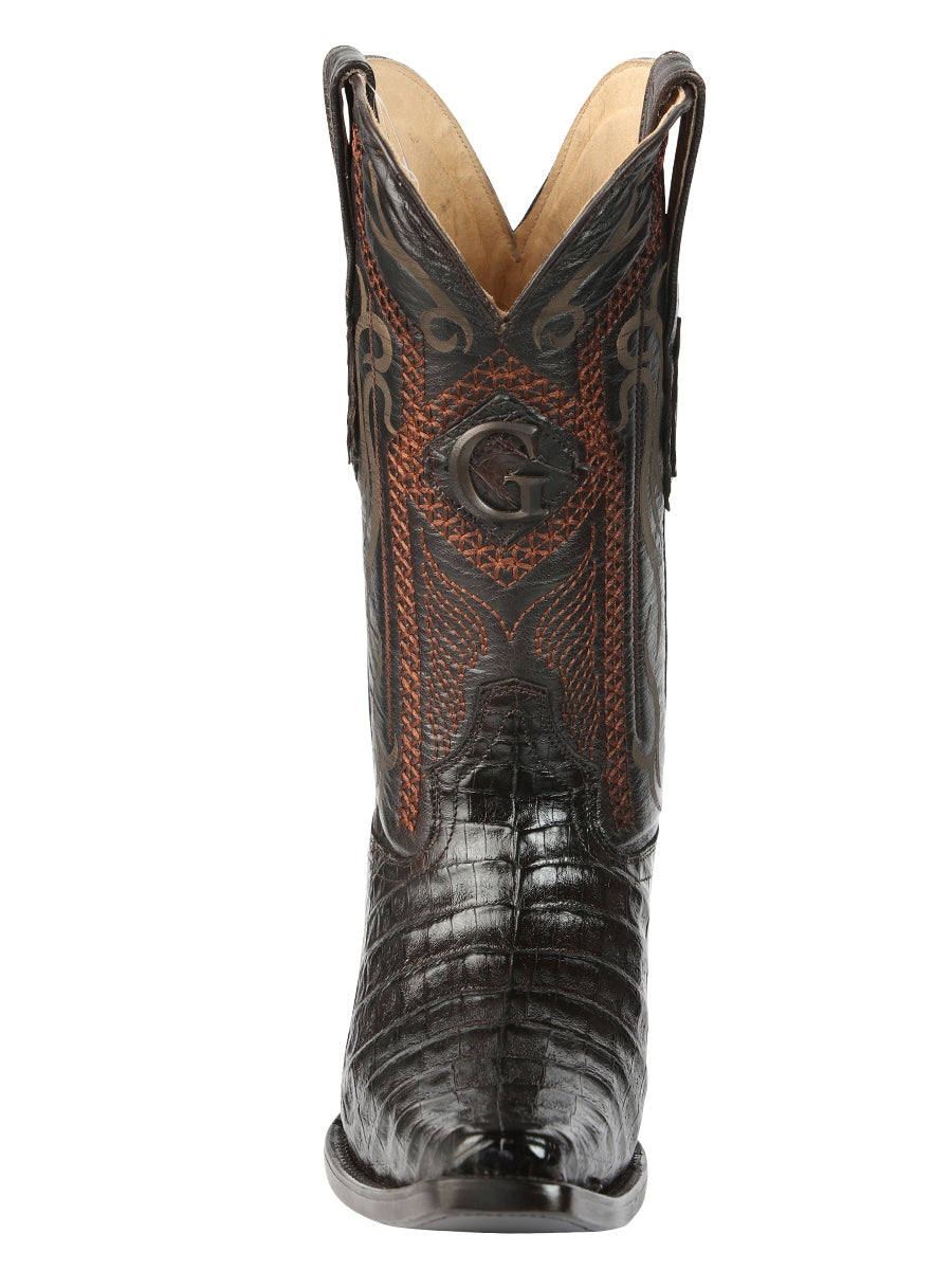 The Exotic Caiman Belly Boot — Brown (No. 45079)
