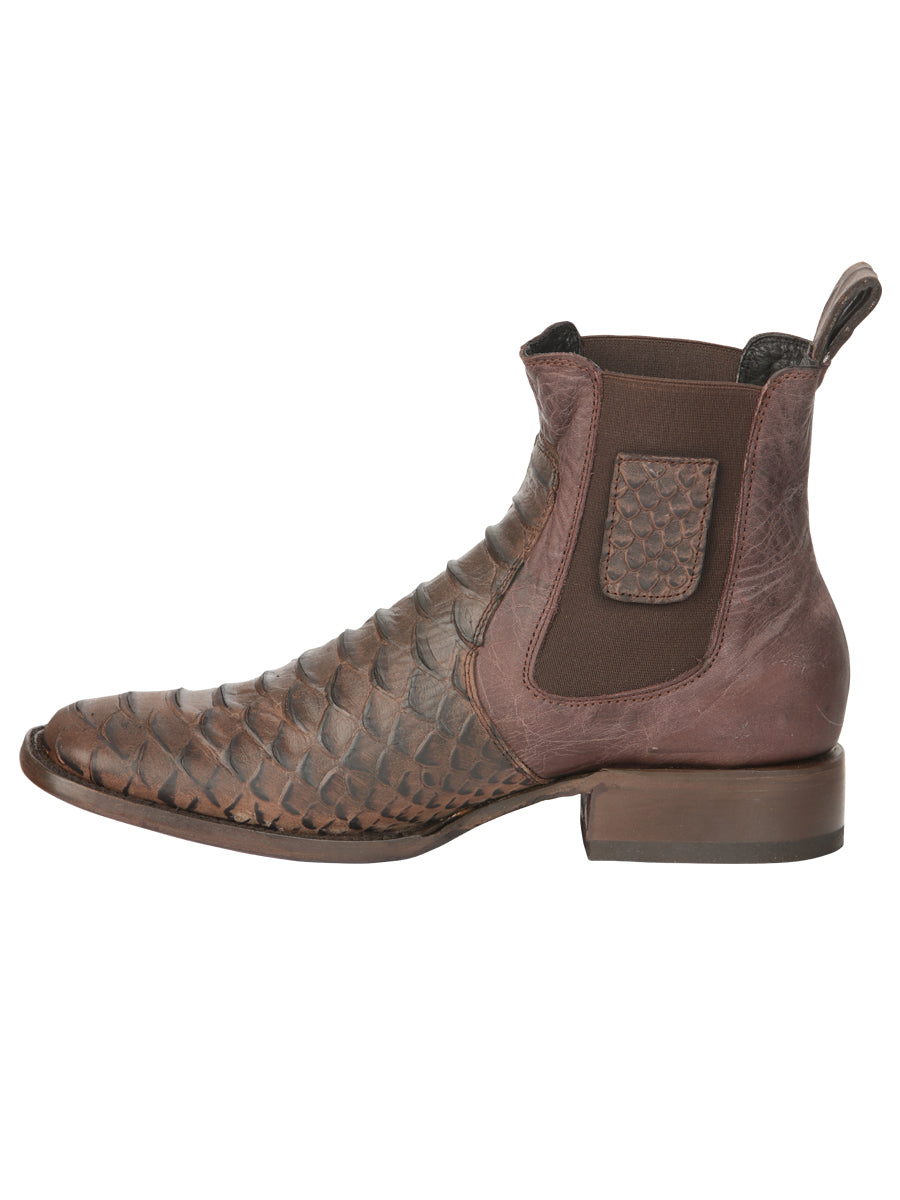 The Ankle Boot — Brown Python Print (No. 45092)