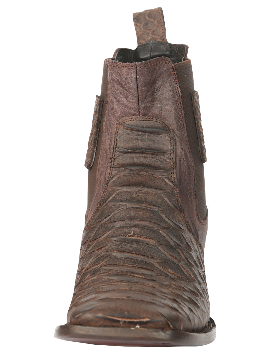 The Ankle Boot — Brown Python Print (No. 45092)