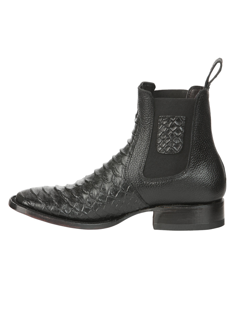 The Ankle Boot — Black Python Print (No. 45093)