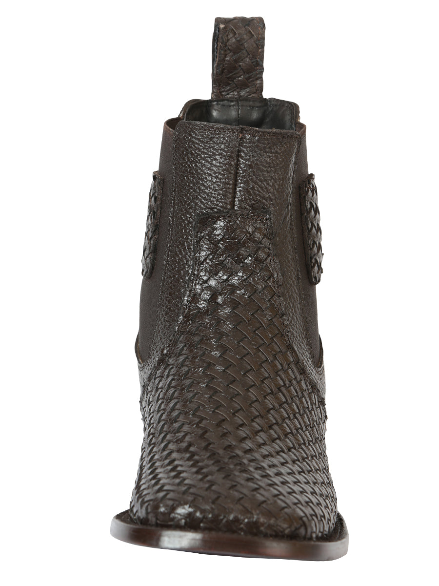 The Woven Rodeo Ankle Boot — Brown (No. 45177)