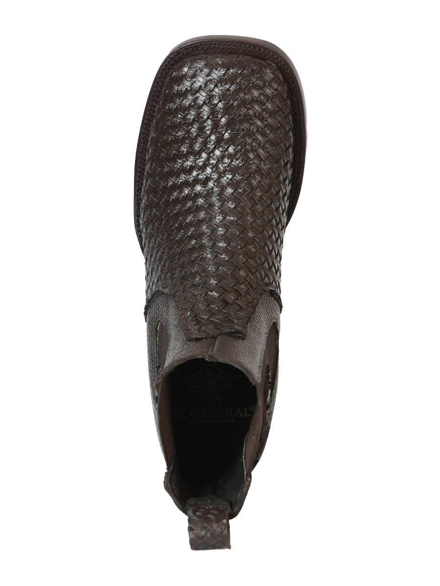 The Woven Rodeo Ankle Boot — Brown (No. 45177)