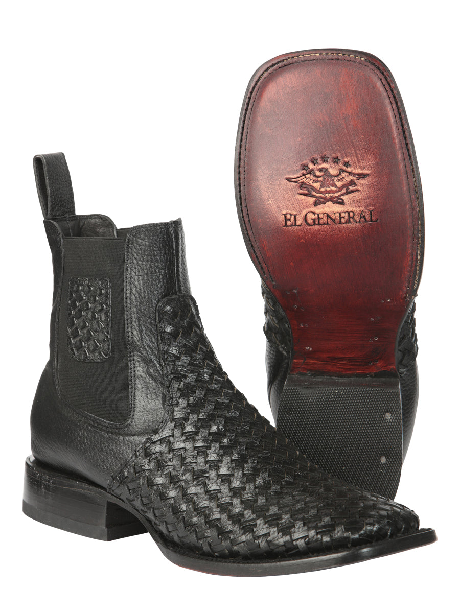 The Woven Rodeo Ankle Boot — Black (No. 45181)