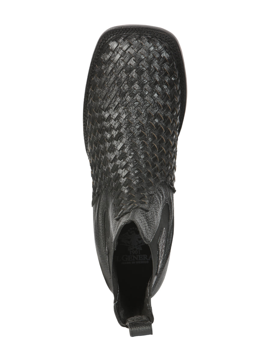 The Woven Rodeo Ankle Boot — Black (No. 45181)