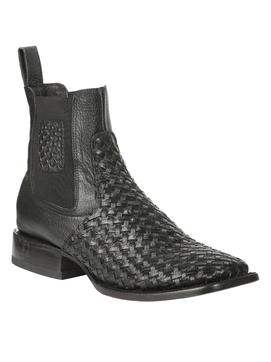 The Woven Rodeo Ankle Boot — Black (No. 45181)