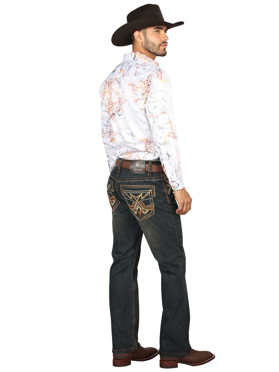 The Embroidered Bootcut Jean — Tinted Brown