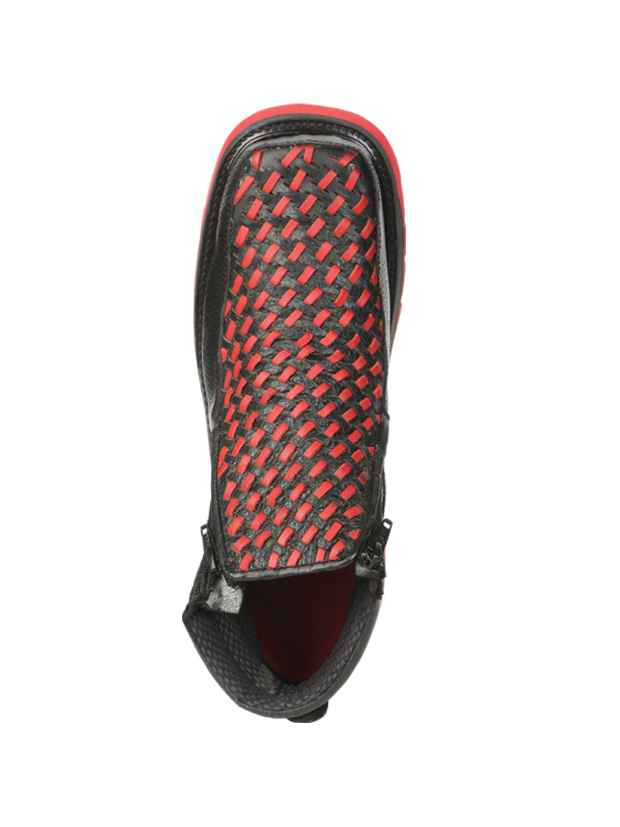 The Petatillo Zip Ankle Boot — Black & Red (No. 45402)