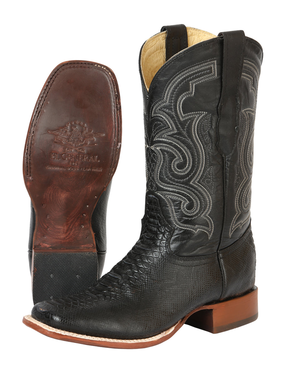 The Bulldog Rodeo Boot — Black Python Print (No. 45433)