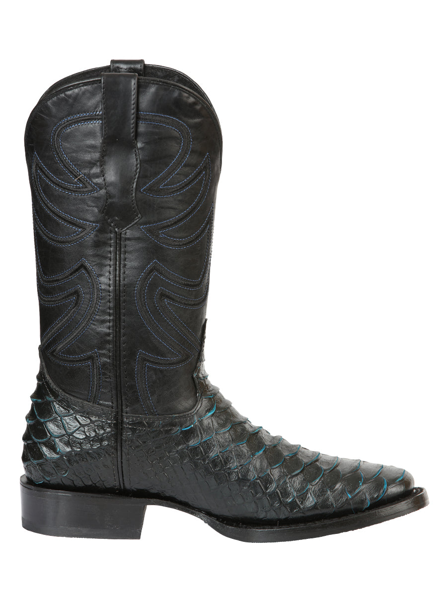 The Pro Rodeo Boot — Black & Blue Python Print (No. 45564)