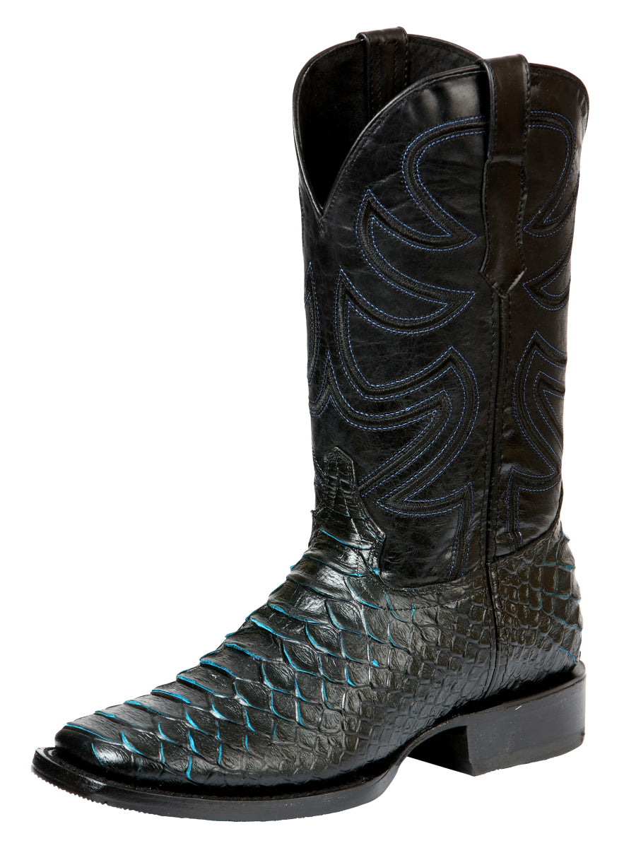 The Pro Rodeo Boot — Black & Blue Python Print (No. 45564)