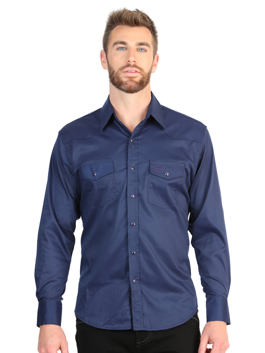 The Stretch Western Shirt — Navy Blue (No. 45616)