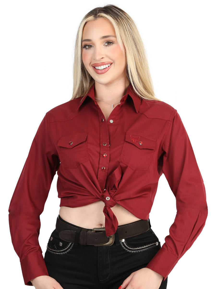 The Women's Stretch Western Shirt — Burgundy (No. 45622)