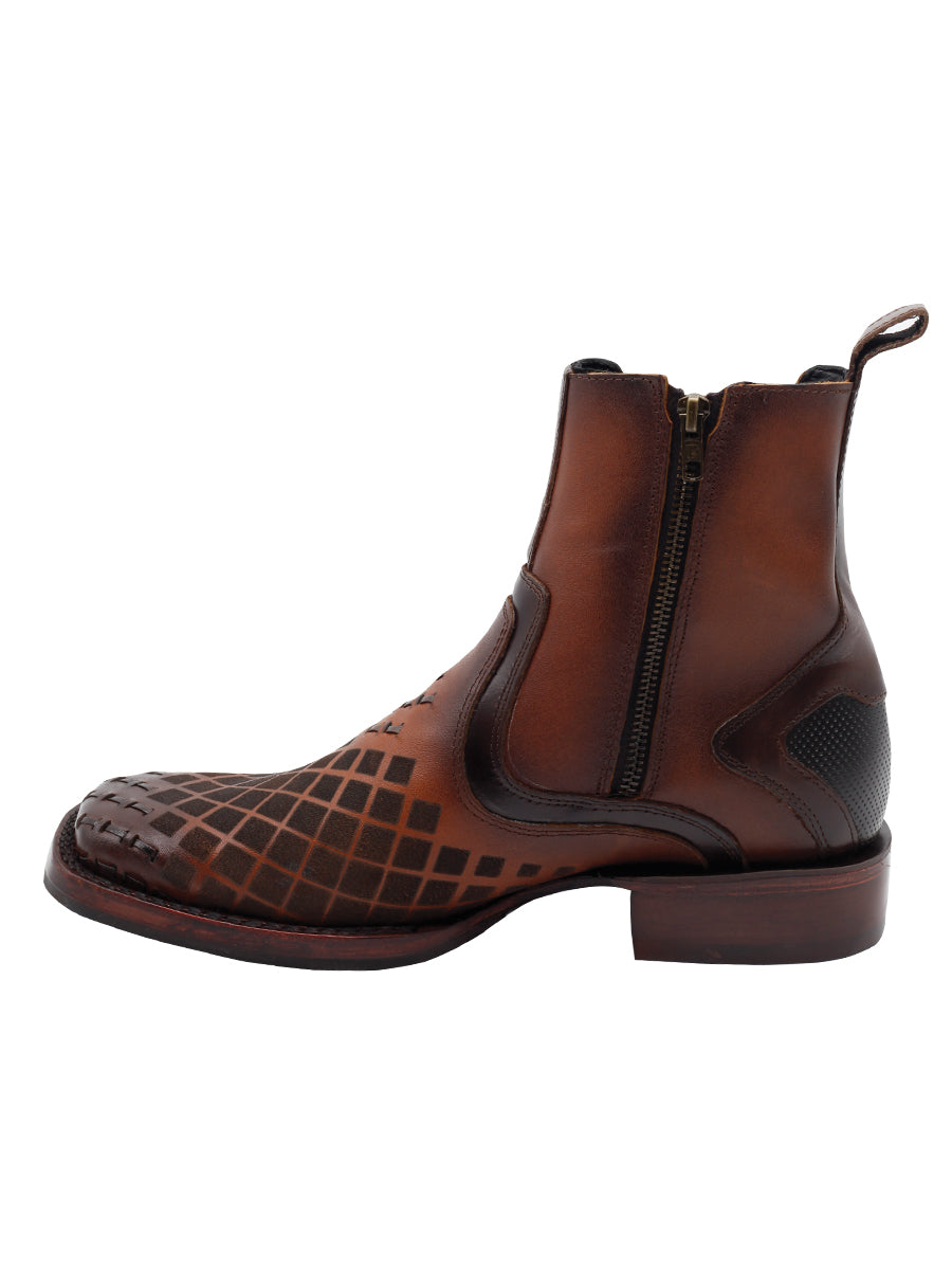 The Pull-Up Zip Ankle Boot — Brown (No. 45675)