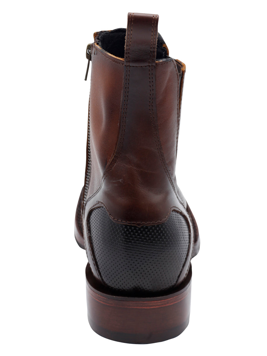 The Pull-Up Zip Ankle Boot — Brown (No. 45675)