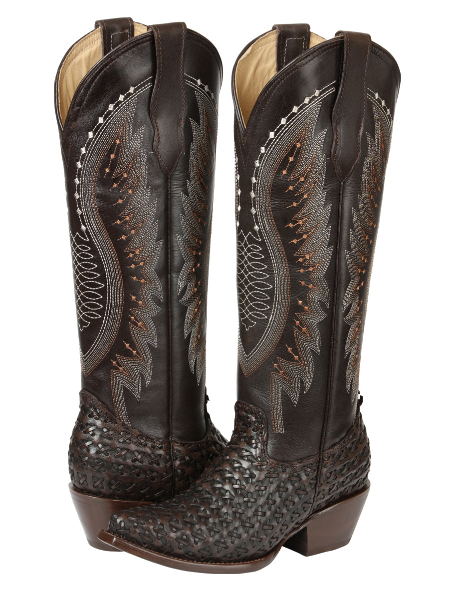 The Women's Embroidered Tall Boot — Chocolate (No. 45782)