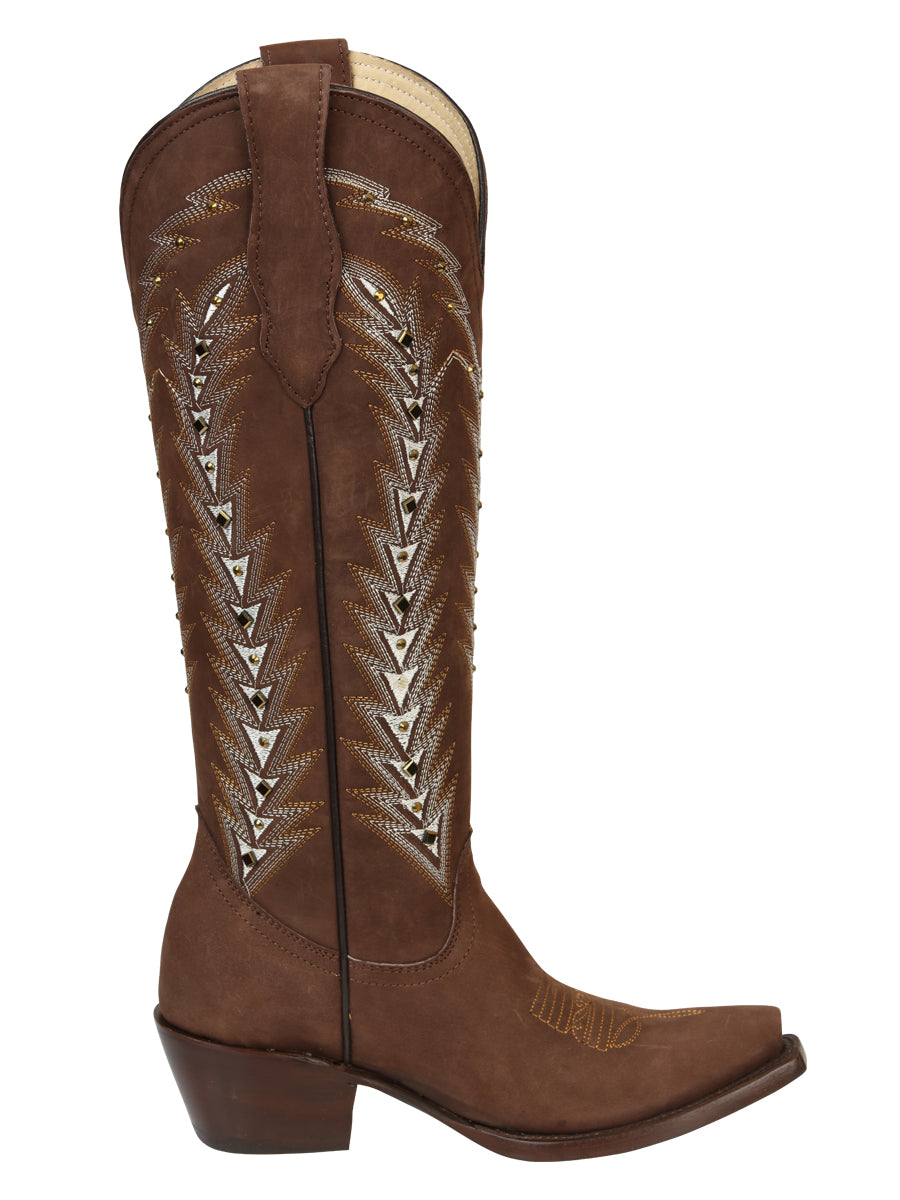 The Women's Embroidered Tall Boot — Brown (No. 45788)