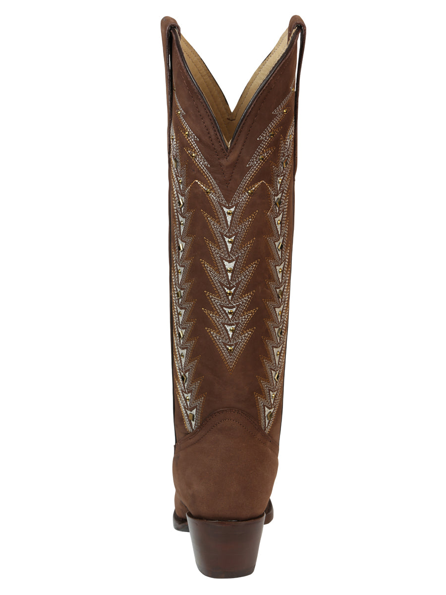 The Women's Embroidered Tall Boot — Brown (No. 45788)