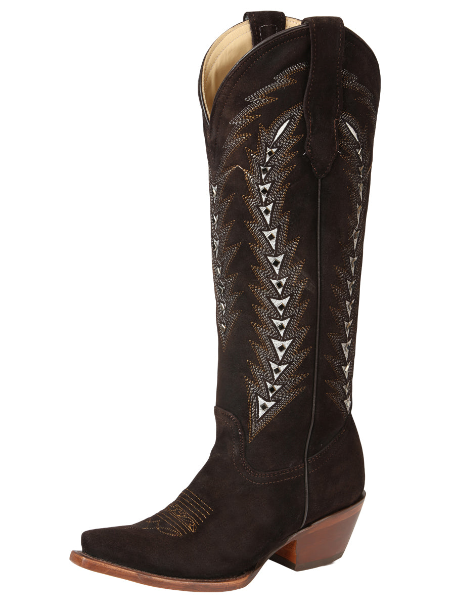 The Women's Embroidered Tall Boot — Dark Brown (No. 45789)
