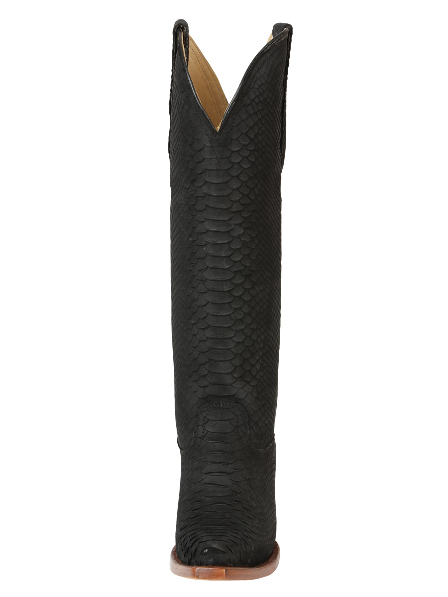 The Women's Tall Western Boot — Black Python Print (No. 45791)