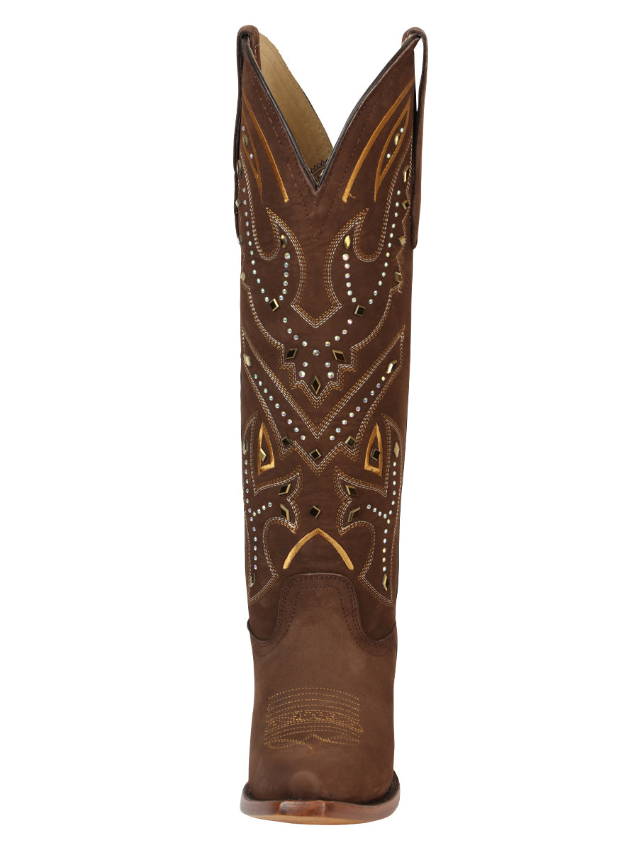 The Women's Embroidered Tall Boot — Brown (No. 45792)