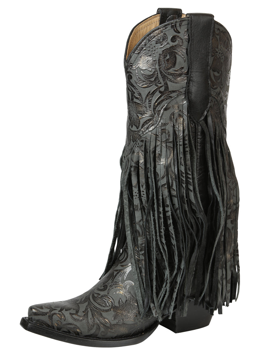 The Women's Fringe Boot — Black, Cuban Heel (No. 45796)