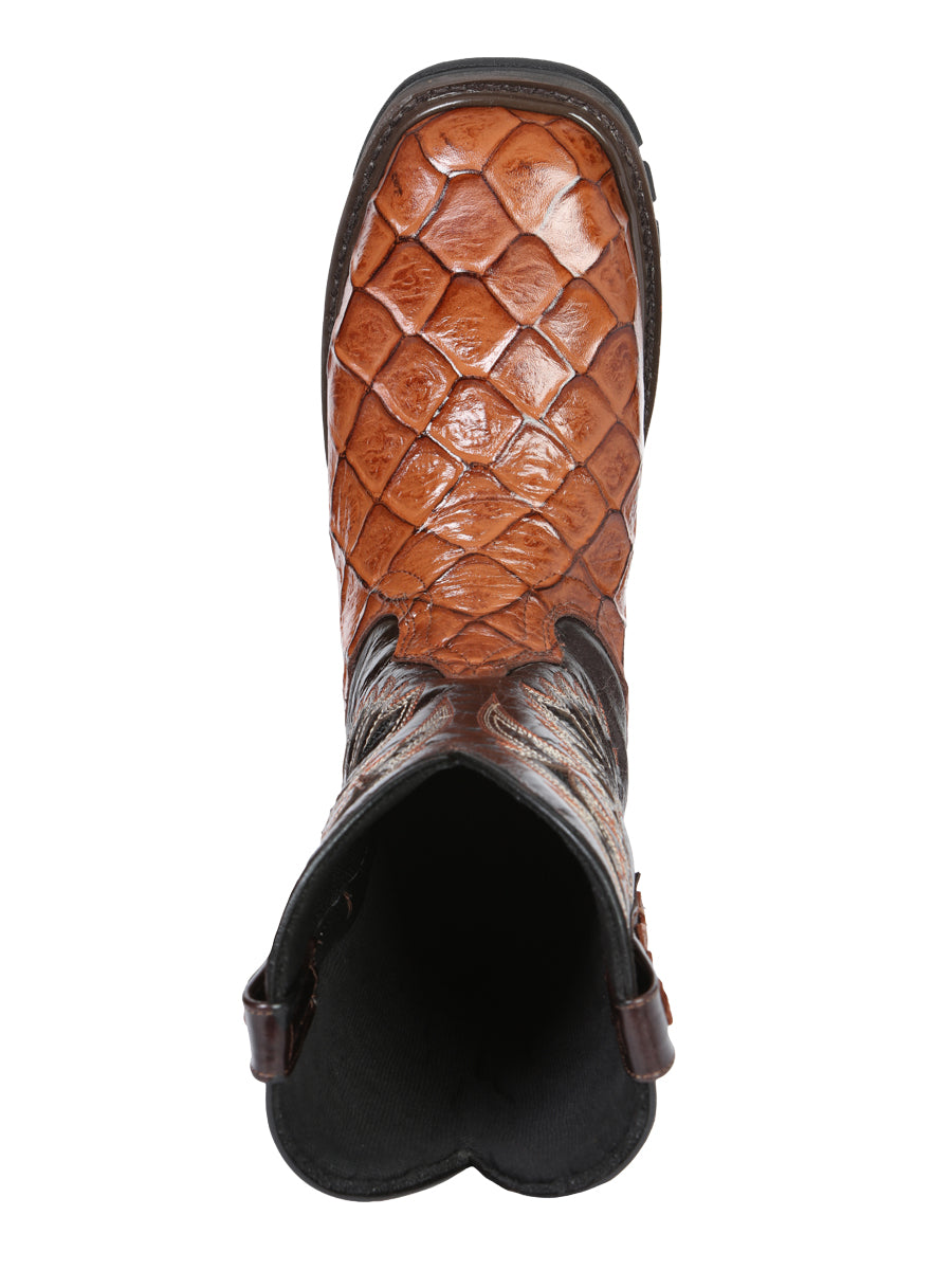 The Rodeo Work Boot — Cognac Monster Fish Print (No. 45808)