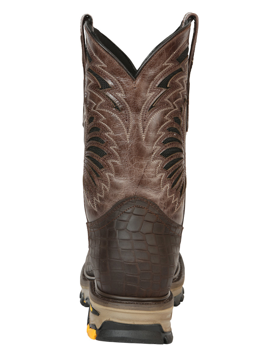 The Rodeo Work Boot — Chocolate Caiman Print (No. 45809)