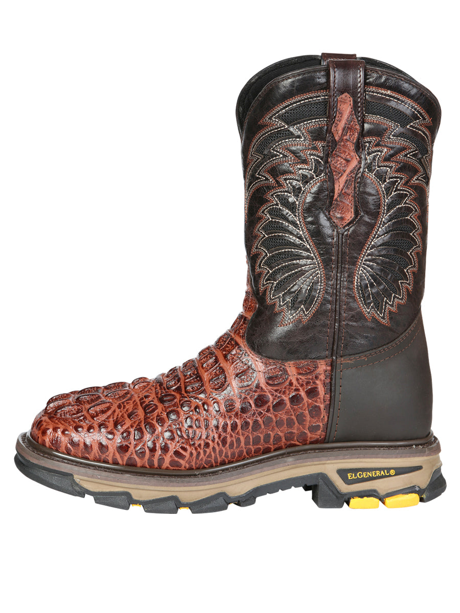 The Rodeo Work Boot — Cognac Caiman Print (No. 45815)