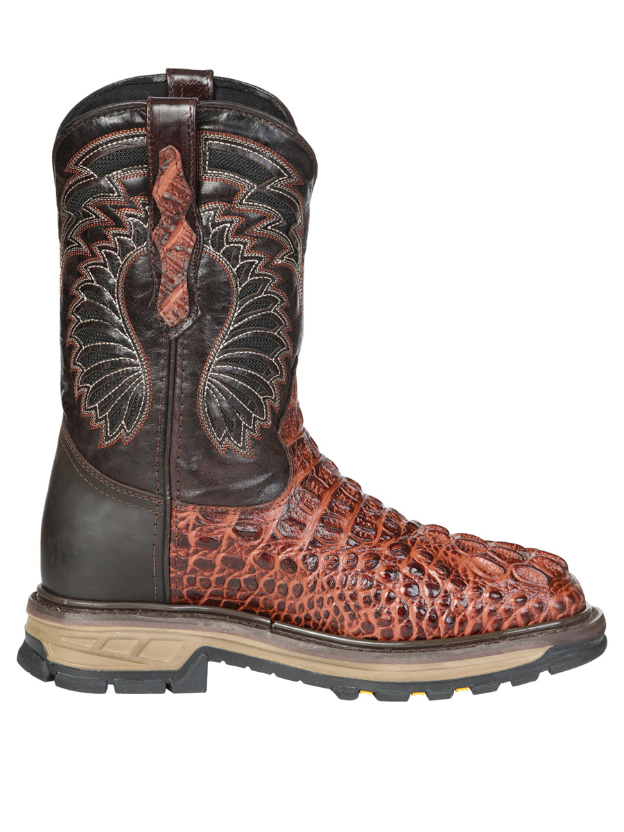 The Rodeo Work Boot — Cognac Caiman Print (No. 45815)