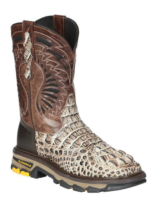 The Rodeo Work Boot — Sand Caiman Print (No. 45816)