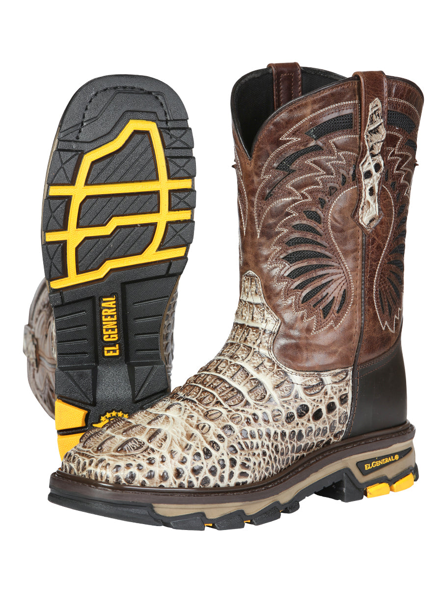 The Rodeo Work Boot — Sand Caiman Print (No. 45816)