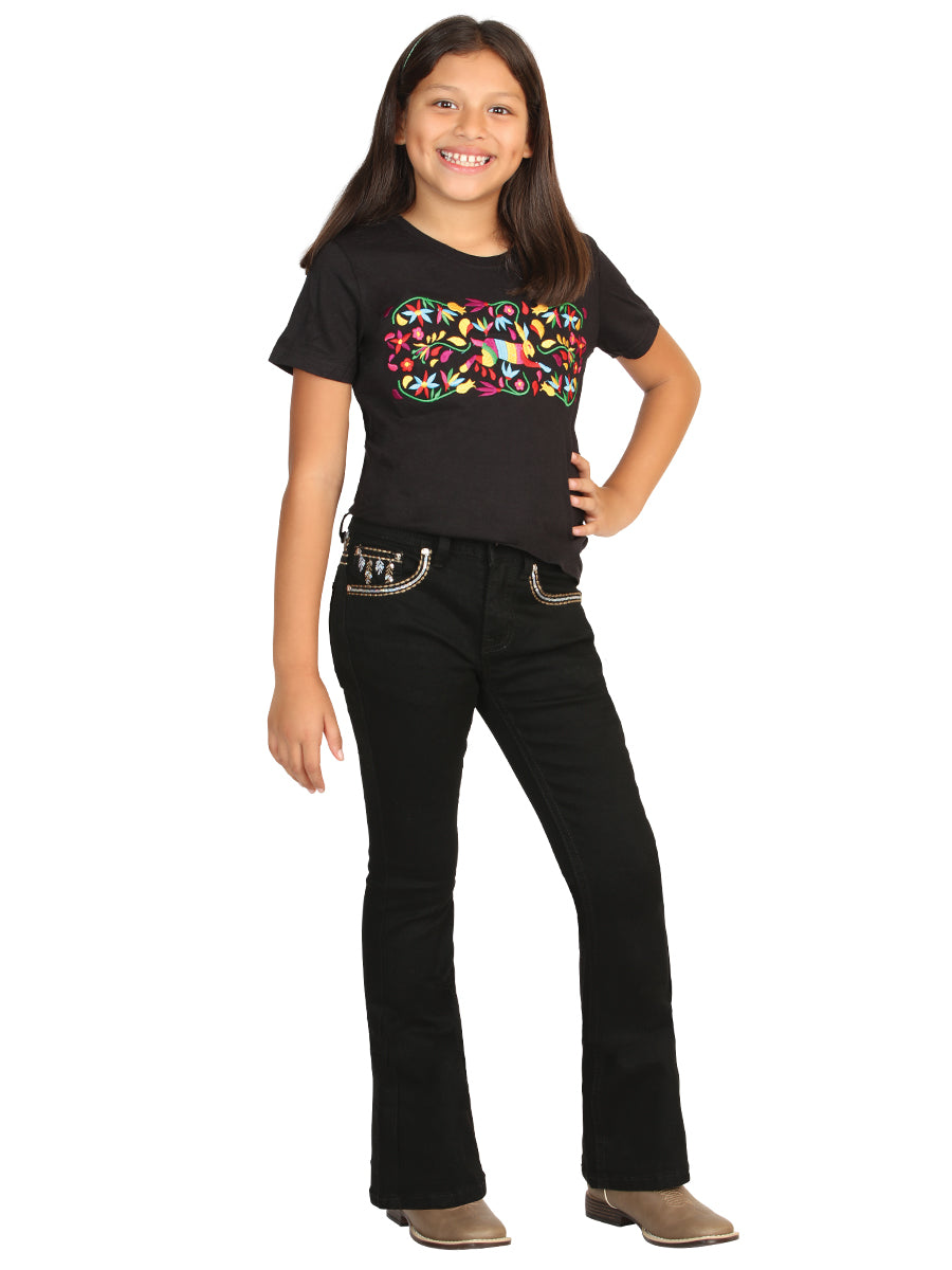 Girls Centenario Premium Bootcut Jeans - Black Denim 45838