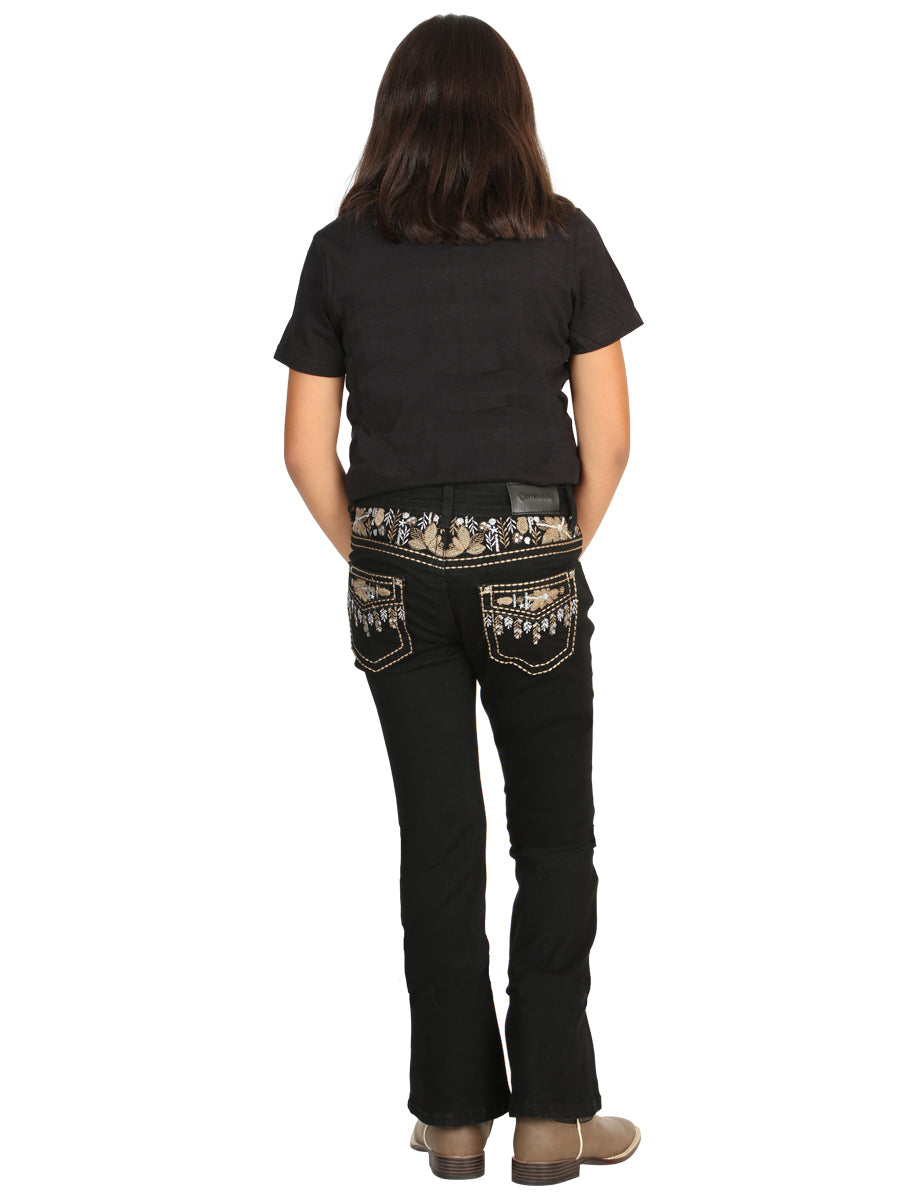 Girls Centenario Premium Bootcut Jeans - Black Denim 45838