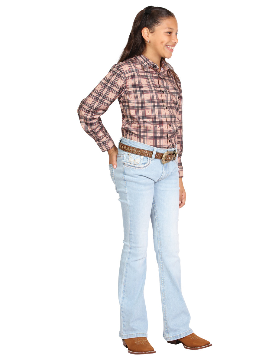 Girls Centenario Premium Bootcut Jeans - Light Blue Denim 45910