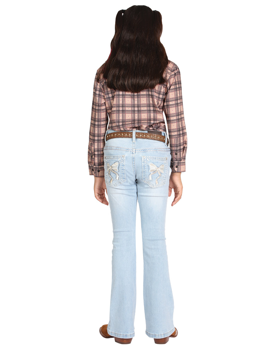 Girls Centenario Premium Bootcut Jeans - Light Blue Denim 45910