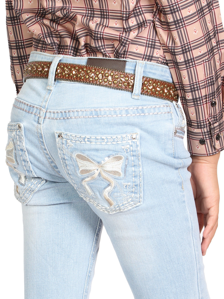 Girls Centenario Premium Bootcut Jeans - Light Blue Denim 45910