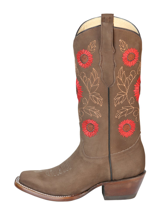 The Women's Western Boot — Camel Nobuck