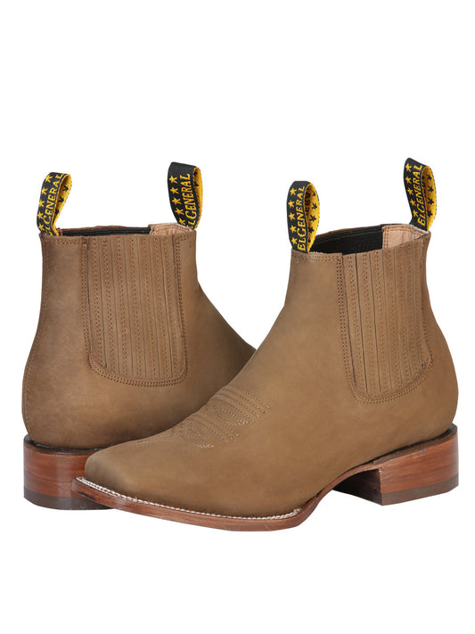 The Square Toe Ankle Boot — Brown Nobuck (No. 126195)