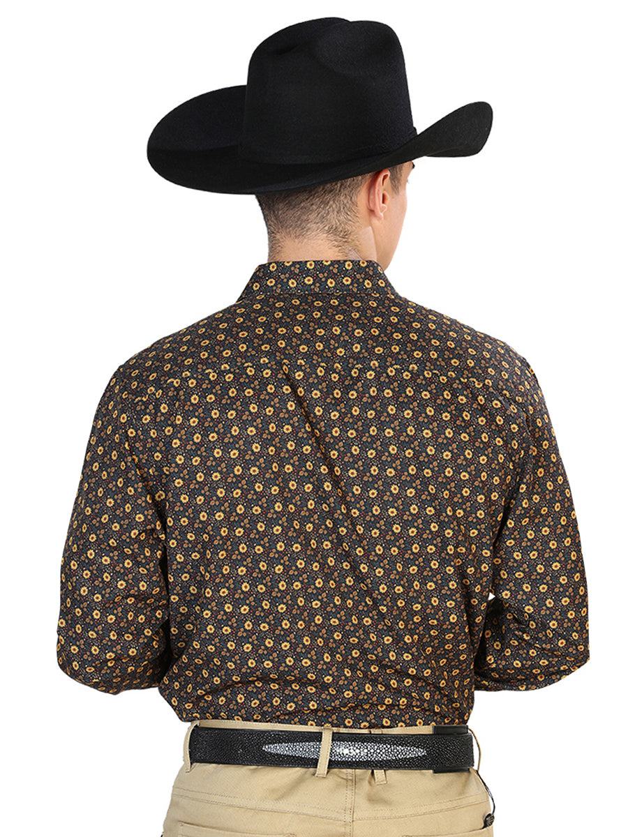 Black And Brown Casual Long Sleeve Western Cowboy Shirt 126262