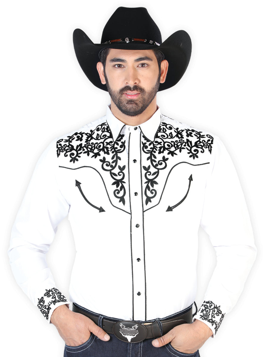 The Vaquero Embroidered Shirt — White & Black (No. 126702)