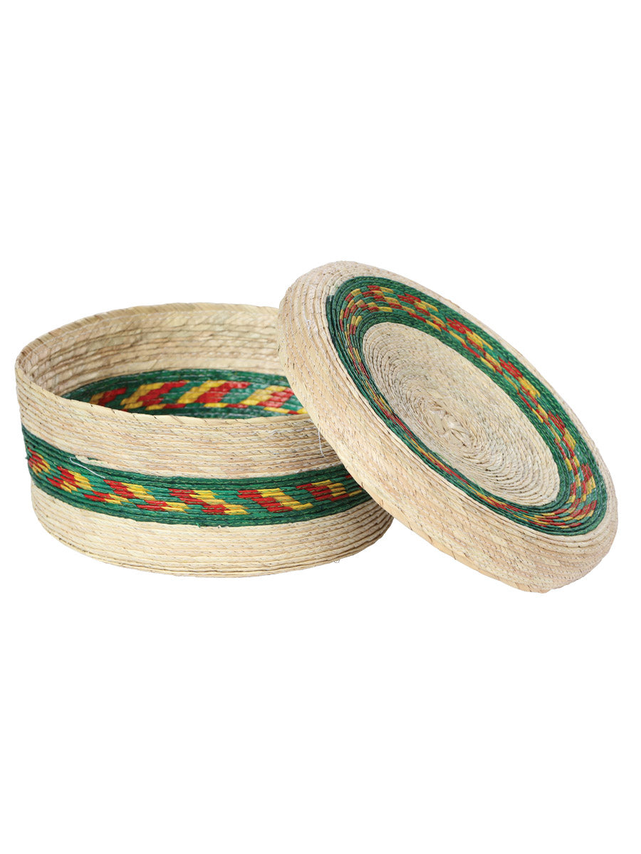 Artisanal Tortilla Warmer 100% Palm Leaf Natural/Green 602931