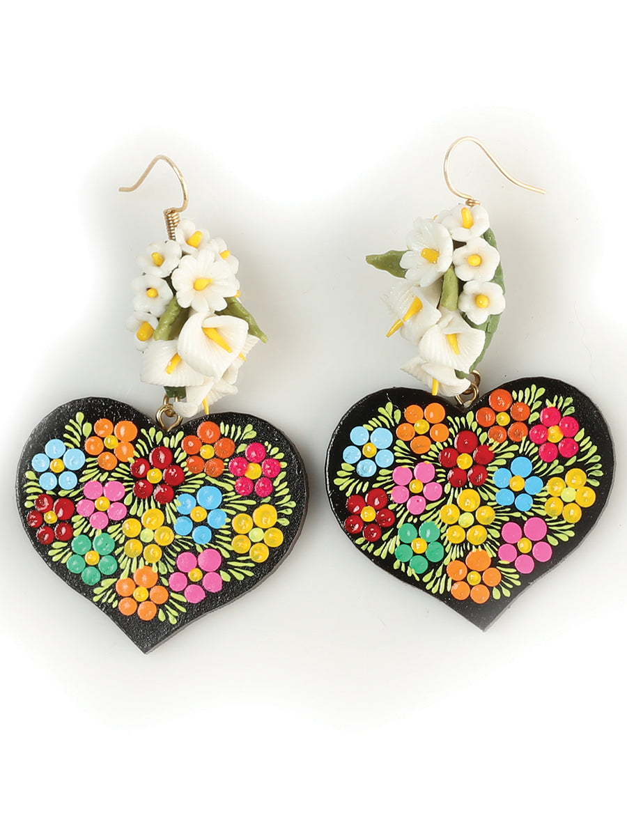 Artisanal Hand Painted Earrings Multicolor 603108