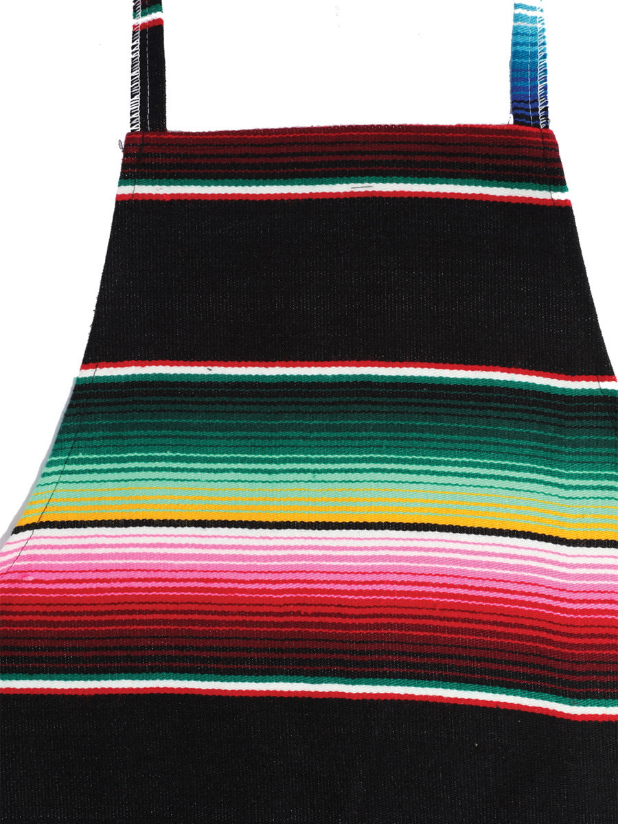 Artisanal Mexican Zarape Apron 100% Acrylan Black 603579