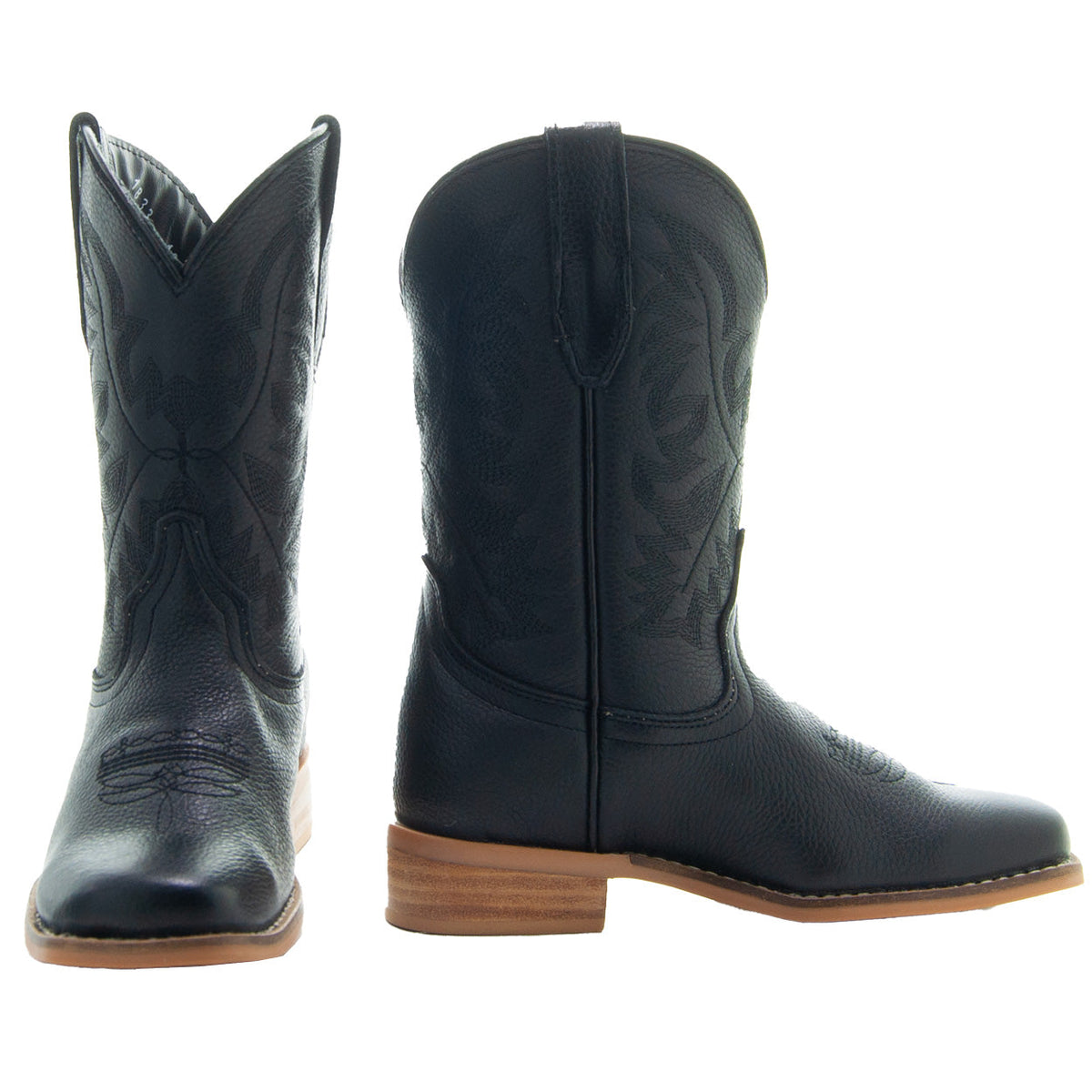 Black Square Toe Kids Western Boots | Kids Western Dance Boots (K3004)