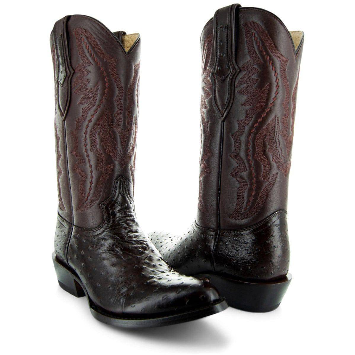 Men's Brown Ostrich Print Cowboy Boots (H7002)